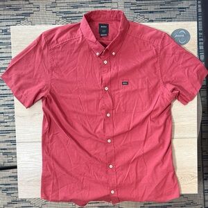 RVCA Men's That’ll Do Slim Fit Red Short Sleeve Shirt